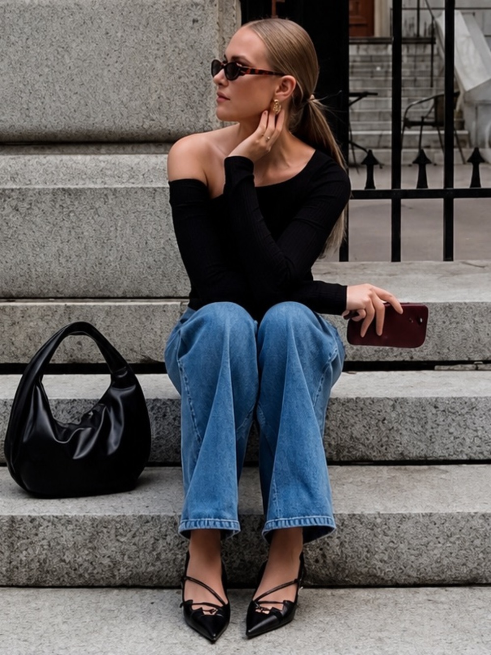 Marcella NYC Sylvan Top European Ponte Asymmetric Neckline Top Size XS - Picture 3 of 12